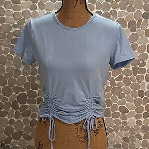 Hollister Sky Blue Ruched Crop Baby Tee
